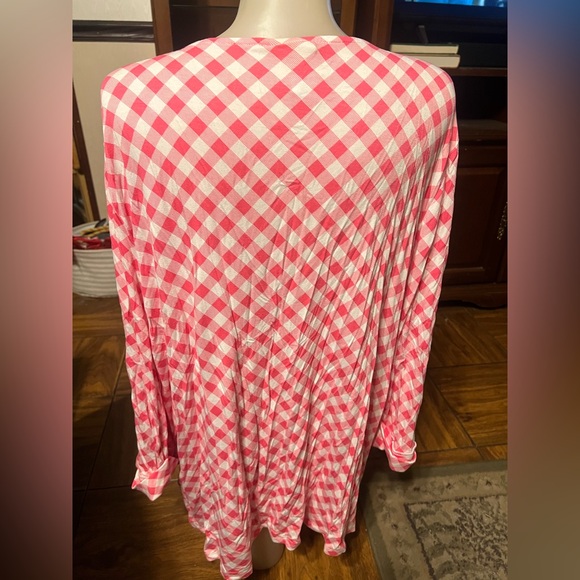 Ruby Rd. Pink and White Checkered Blouse - Picture 2 of 3